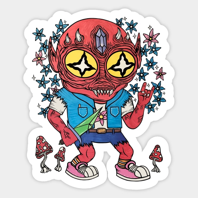 Flower Goblin Sticker by flynnryanart